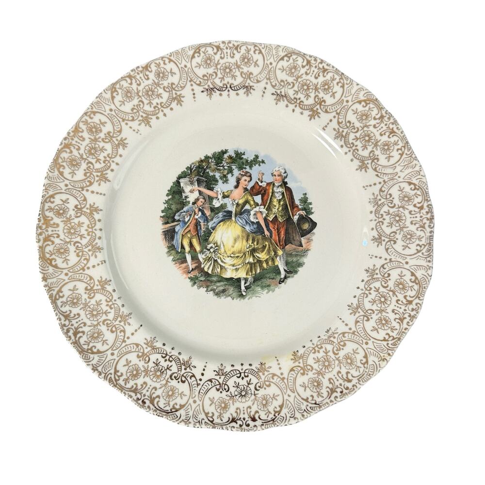 Vintage Warranted 22 KT Gold 10 Inch Dinner Plate Royal Queen Nasco